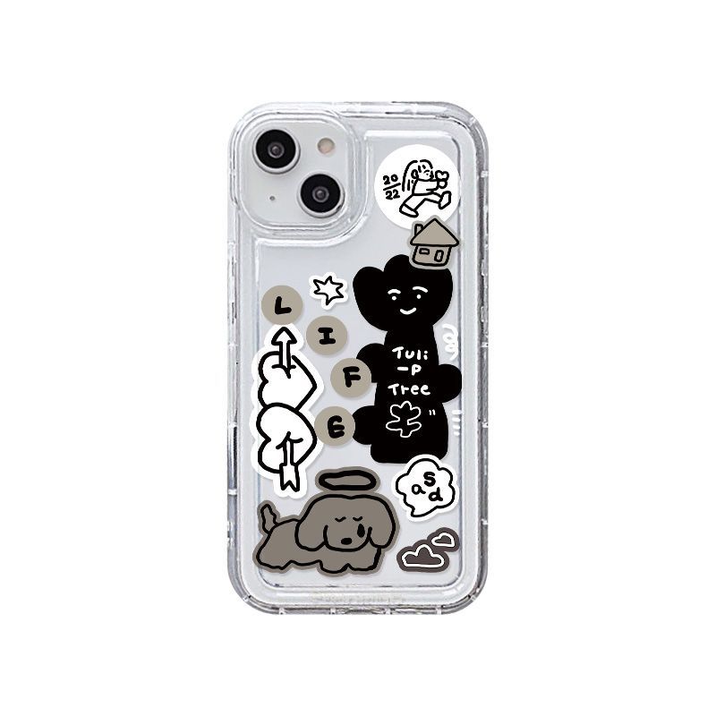 Graffiti dog sticker airbag for iphone17promax mobile phone case new apple 14/16 transparent 15
