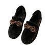 [Yushilai] Fashion leopard print bow loafers women's 2025 winter new thick-soled velvet thermal cotton shoes