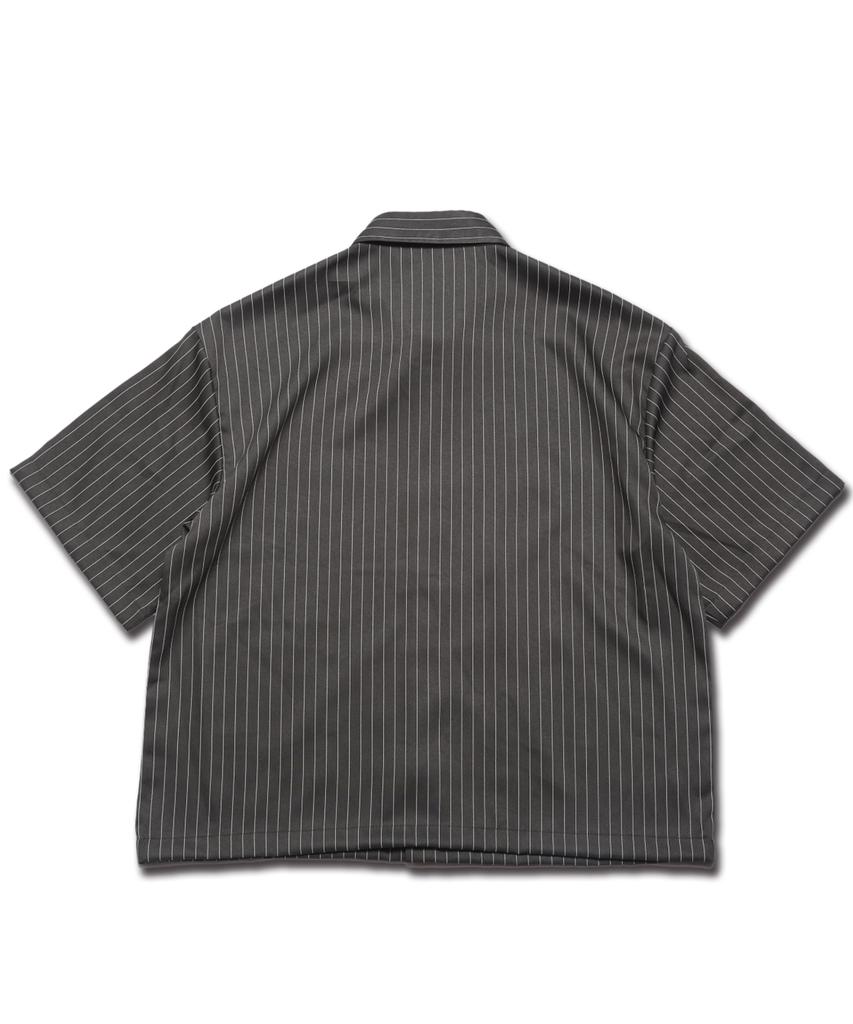 ROCKPSYCHO Crop Pinstripe Shirt - Gray