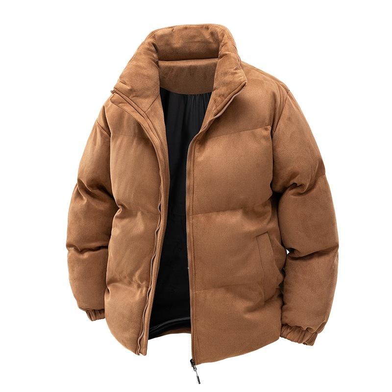Stand-collar Cotton Jacket for Men and Women In The Same Style Winter Loose Solid Color Thickened Cotton Jacket Suede Cotton Jacket for Men