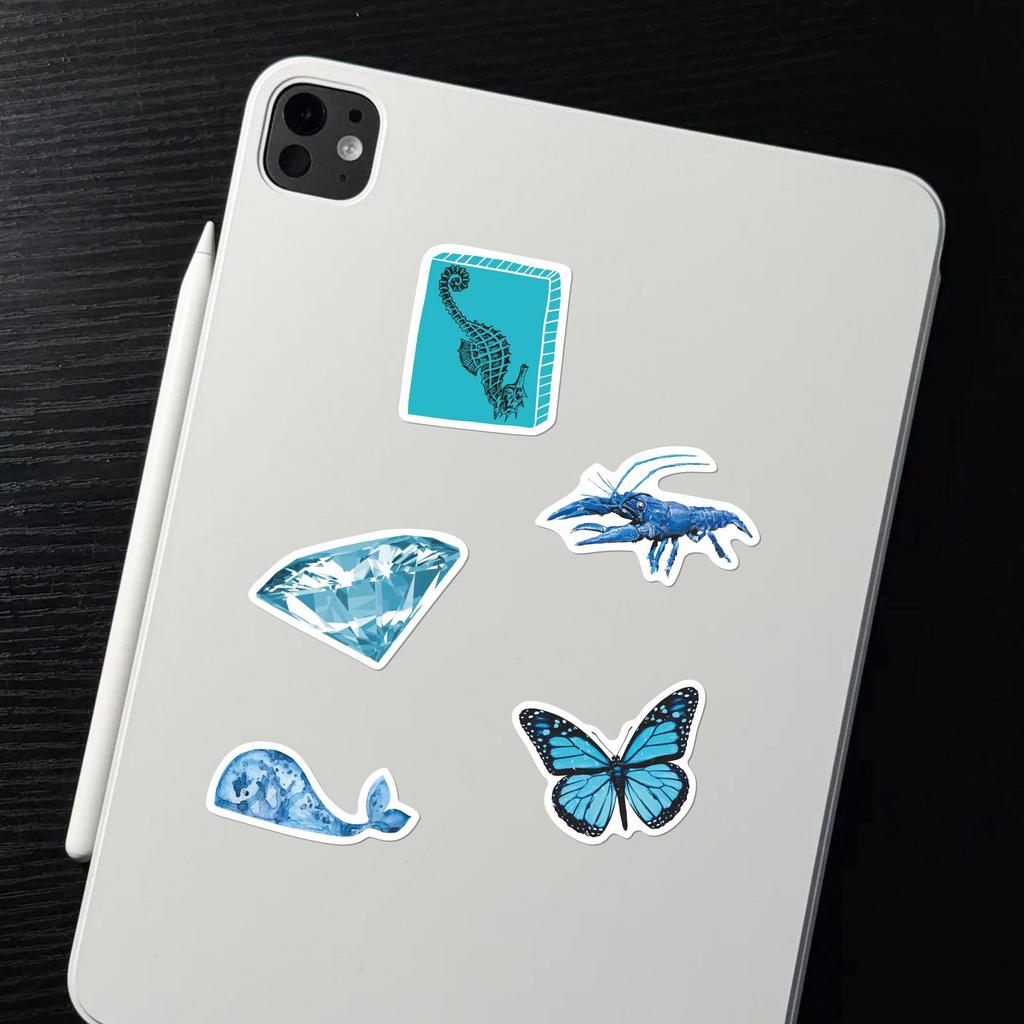 50 Blue Ocean Style Graffiti Stickers – Fresh VSCO Themed Thermos Cup Decor
