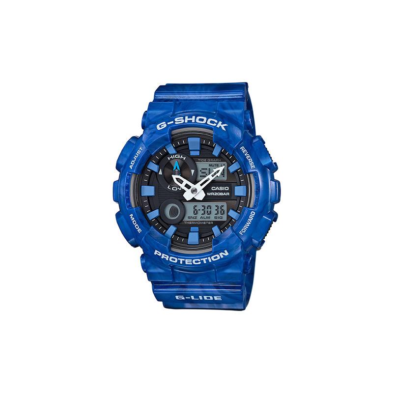 

Casio G-SHOCK G-LIDE series GAX-100 tide moon phase dual display extended hands shockproof antimagnetic waterproof movement quartz GAX-100MA-2A синій