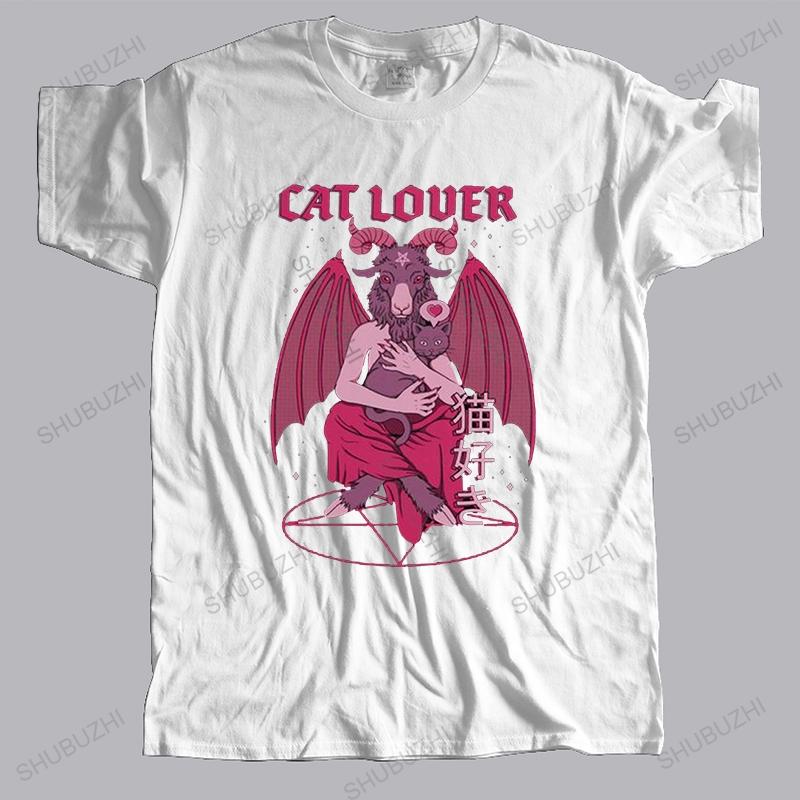 Funny Baphomet Cat Lover Evil T Shirt Unisex Cotton Tee Tops Lucifer Demon Goat Tshirt Short Sleeve Summer Tshirt Clothing