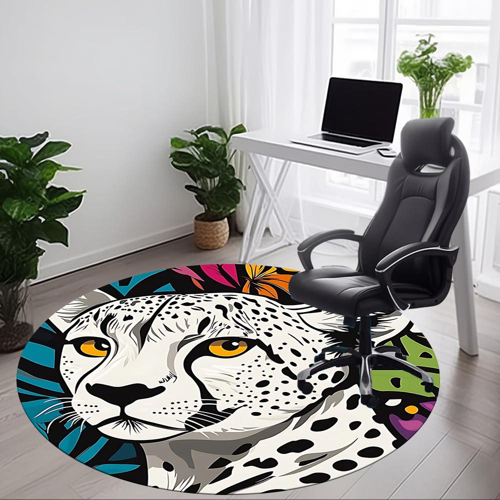 1 Stück Gepard Safari Büro Runder Teppich, Unter Bürostühlen Schlafzimmer Wohnzimmer Heimdekoration, Raumdeko, In Verschiedenen Größen Erhältlich