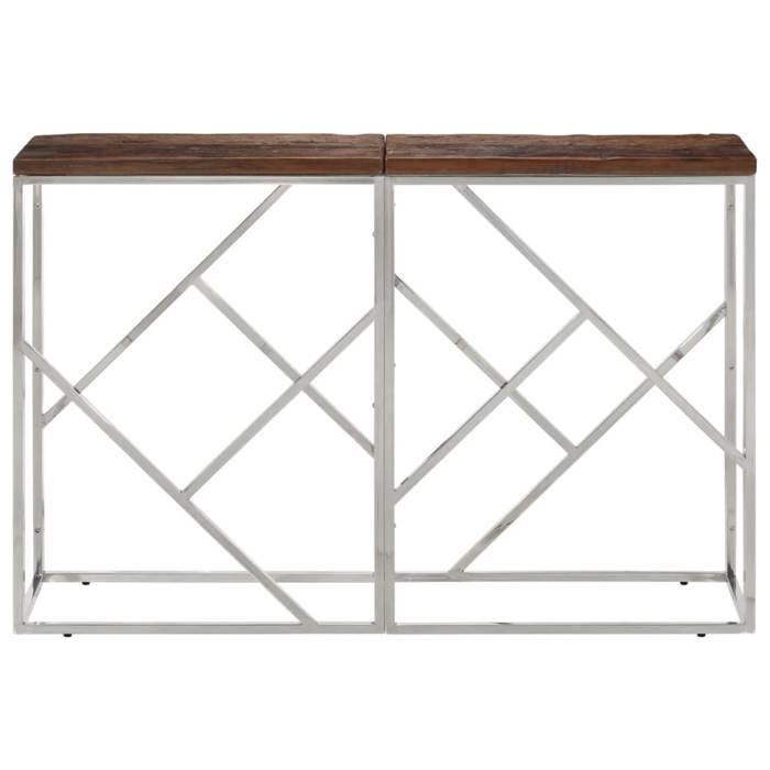 VidaXL Silver Console Table Stainless Steel and Solid Larch Wood, Sofa Table, Hallway Table, Behind Table 349997