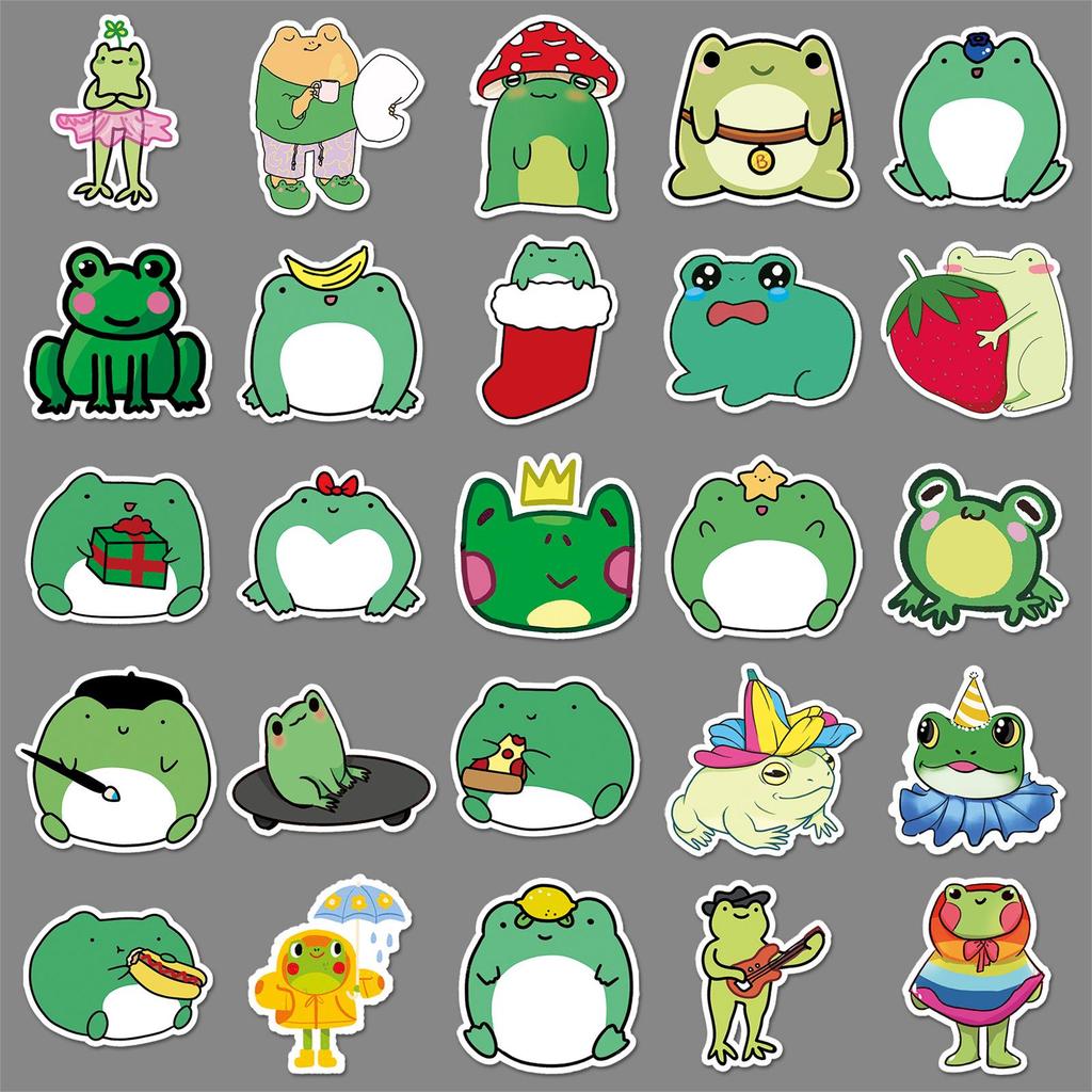 50 Cartoon Frog Waterproof Stickers: Perfect for Scooters, Laptops, Cars, and Motorcycles