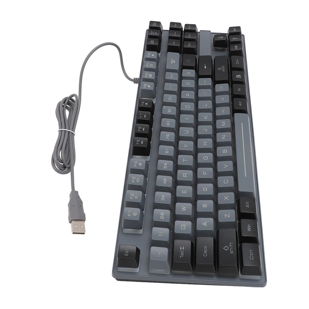 Gaming Keyboard 87 Keys ABS Keycaps RGB Backlit Contrast Color Multimedia Control Wired Keyboard