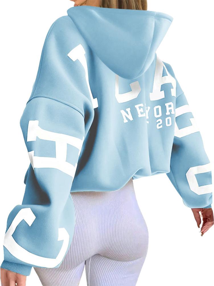 2024 European & American Style Letter Print Hooded Sweatshirt