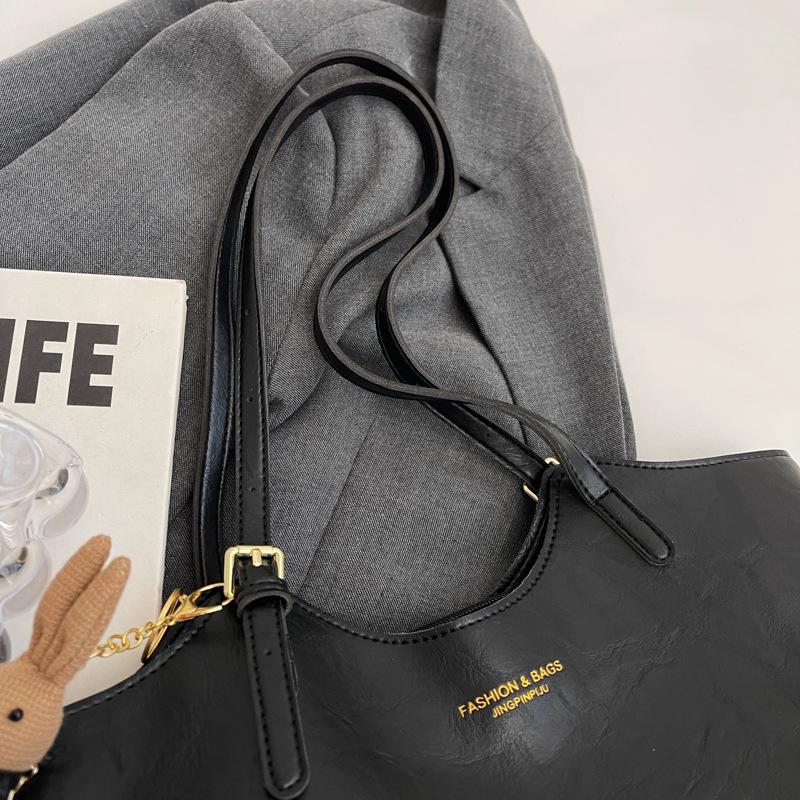 Versatile Retro Texture Leather Tote Bag for Women - High-End Feel, Light Luxury Single Shoulder Design