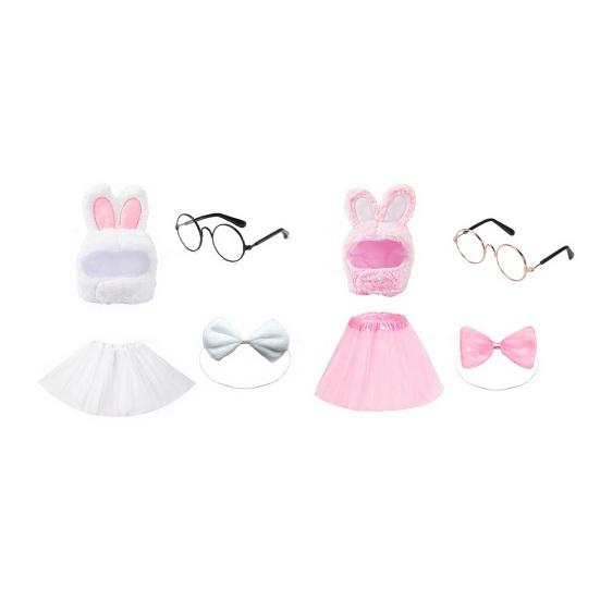 1 Set Porch Goose Bunny Outfit Easter Bunny Goose Costume Rabbit Ear Hat Bow Tie Dress Clothes for 23 Inch High Cement or Goose Lawn Yard Decor