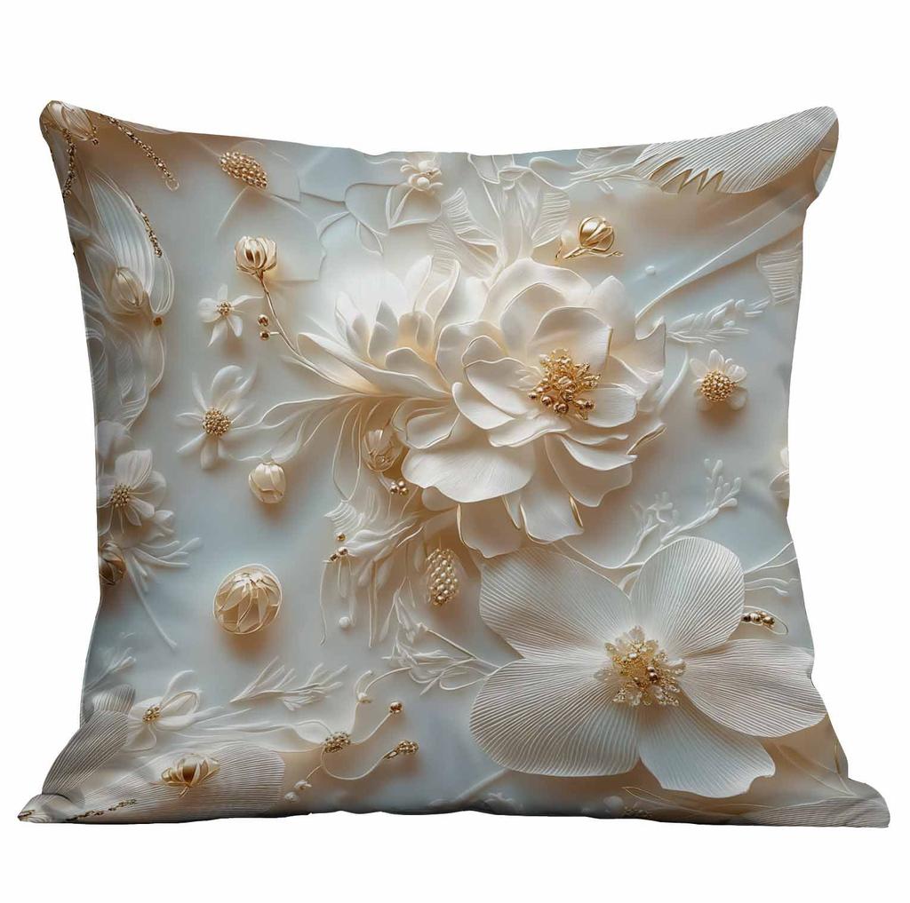 Spring and Summer 3D Floral Print Pillowcase Home Sofa Cushion Pillowcase