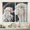 Set Of 2 White Haired Girl Lion Curtains Bedroom Living Room Office Curtain Sheer With Rod Pocket Polyester Ideal For Sitting