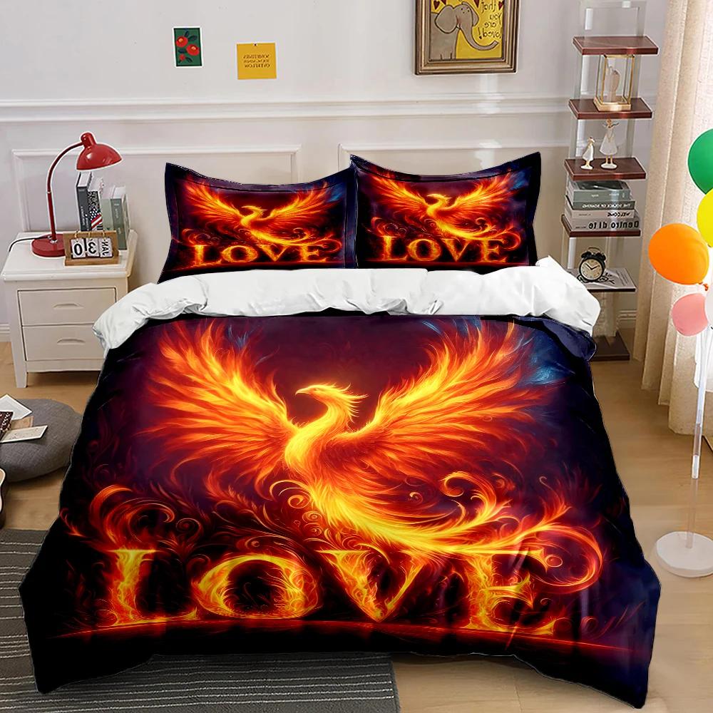 3-teiliges Fantasy Love Kunstdruck Bettwäscheset Bettbezug 1 Bettbezug 2 Kissenbezüge Erwachsenen- und Kinderbettwäscheset Luxus für Geschenke