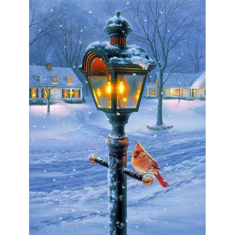 Pictură cu diamant DIY de iarnă Crăciun fericit Broderie completă, rotund, zăpadă, broderie cu diamante, cu punct de cruce, cu strasuri, decorațiuni pentru casă