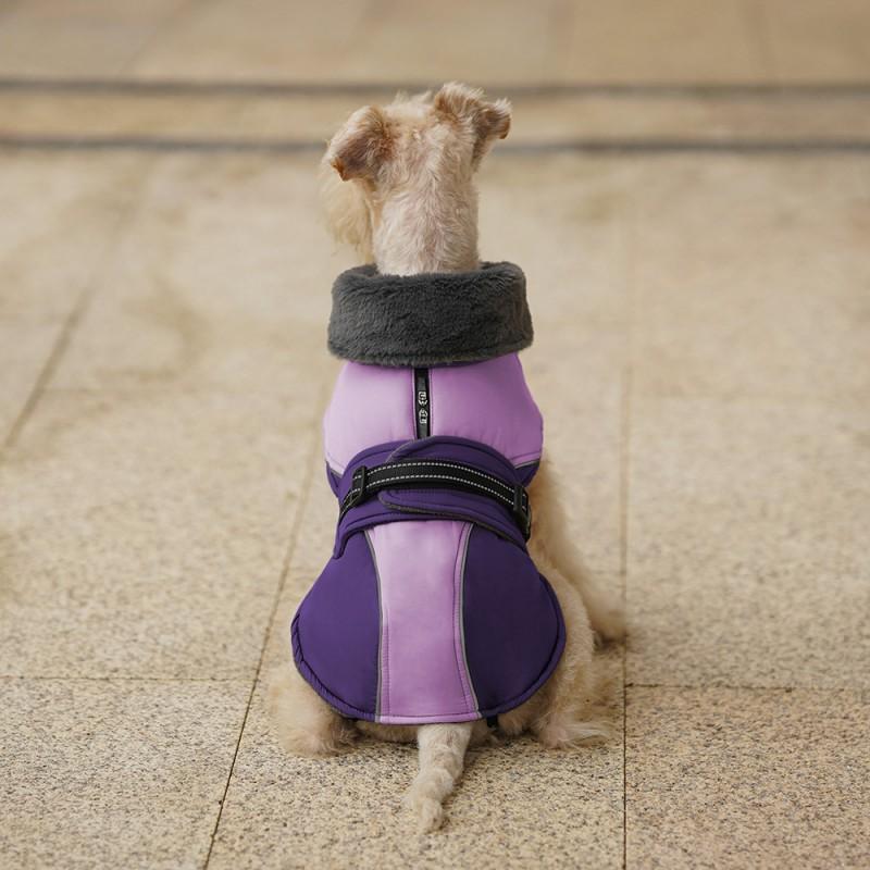 Warm Winter Dog Coat With Fleece Lining Adjustable Buckle Reflective Strip Leash Hole Small To Large Breeds