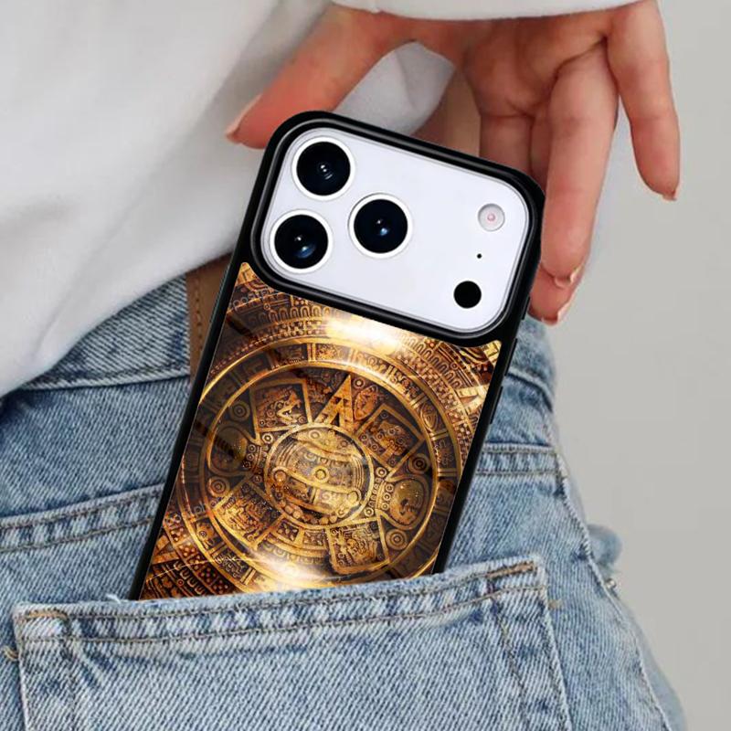 Mayan Calendar Pattern Phone Case for iPhone 17ProMax 12 13 14 15 16e 17 Pro Max Plus Air Cover