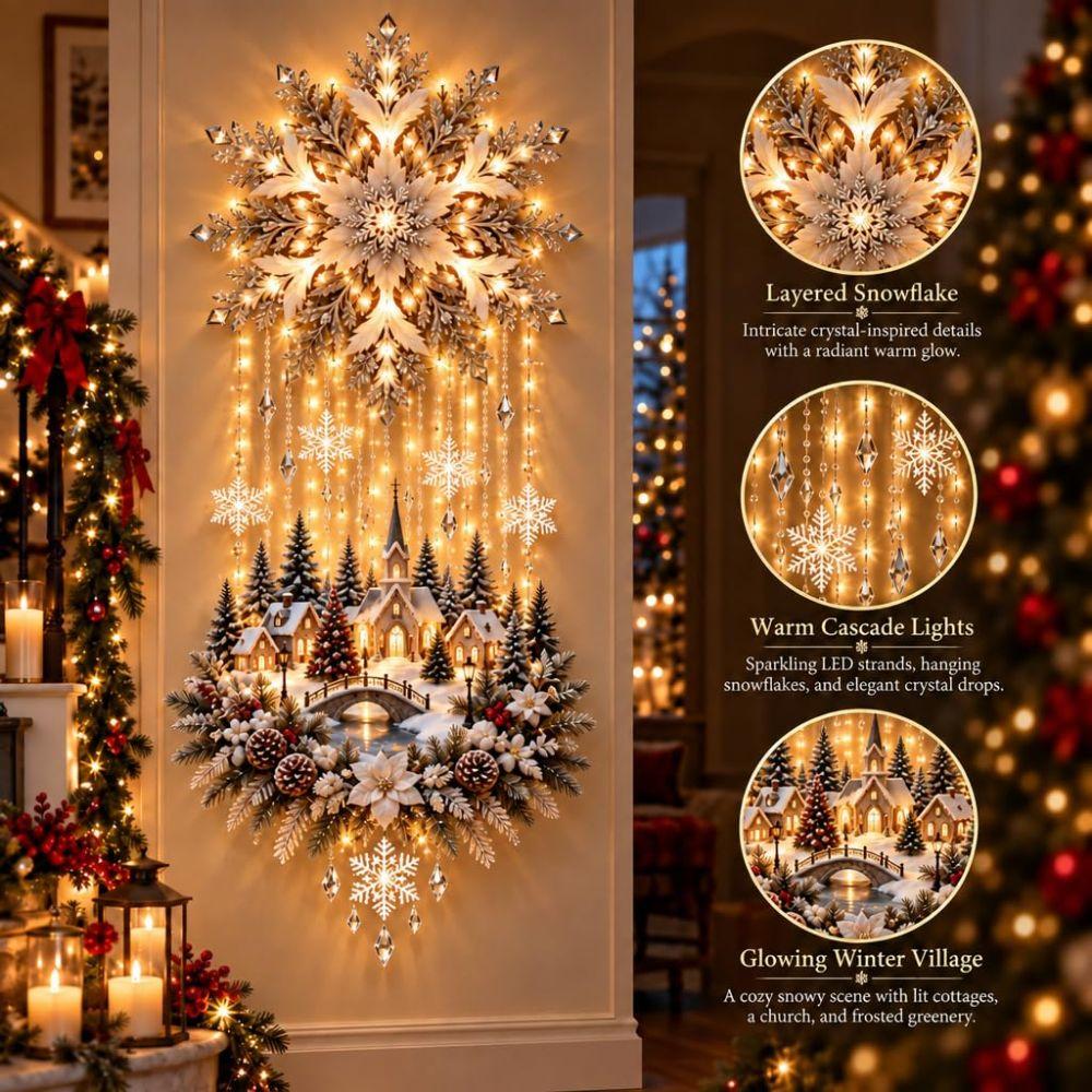 Glowing Angel Blessing Wall Light Snowflake Village Nativity Scene Home Indoor Decor