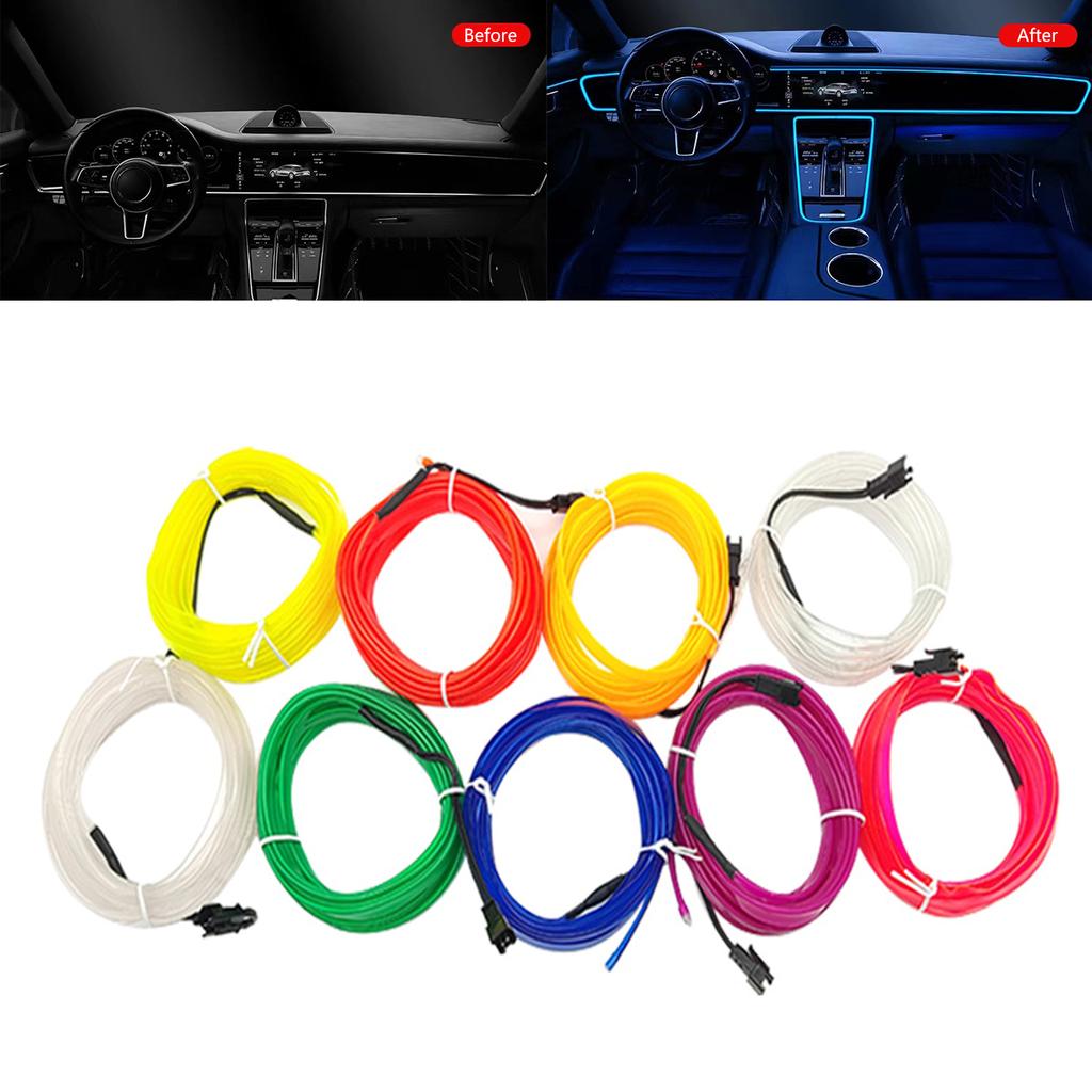 USB Car Interior Strips Lights Multicolor LED Fiber  Lighting set Simple Installation for Dashboard & Console