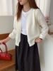 Knitted cardigan sweater loose casual lazy high sense solid color V-neck jacket women's thin spring and autumn trend