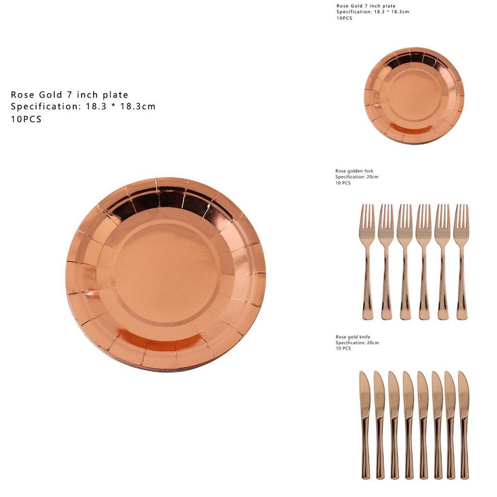 Stylish Rose Gold Stamping Party Tableware Perfect For Wedding Birthday Babyshower Festivities