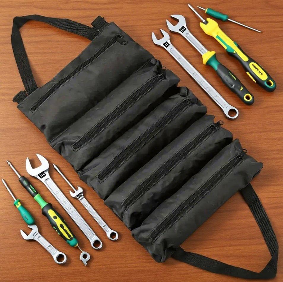 Heavy Duty Roll Up Tool Bag 5 Pocket Handtools Roll Organizer Waterproof Tool Pouch for Handheld Convenience Durable Handbag