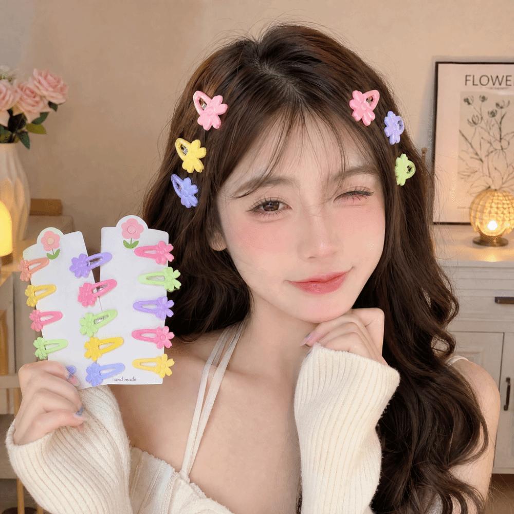 8/16 Pcs/set Flower Multicolor Bownot Hair Clips Plastic Hair Barrettes Bangs Hairpin Women