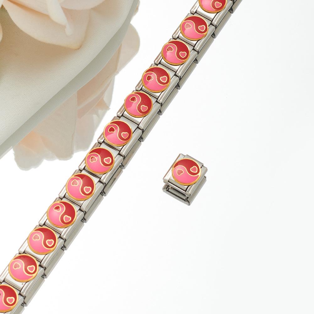 2024 DIY Personalized Shiny Classic Burger Coffee Beverage 304 Stainless Steel Italian Charm Bracelet Link 9mm * 10mm Module