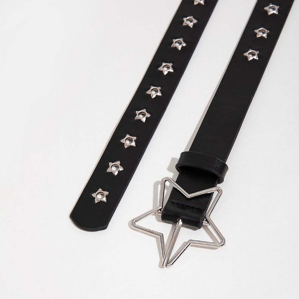 Punk Gothic Leather Belt Hip Hop Pin Buckle Waistband Fashion Pentagram Rivet Belts  For Women Man