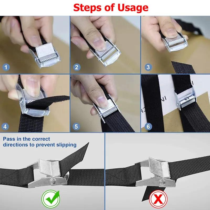 3m Cargo Straps Buckle Tie-Down Belt With Metal Buckle Lashing Straps Luggage Bag for Car Motorcycle Bike Truck Luggage Bag