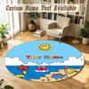 Round Rug Custom NameMr. Men & Little Miss Pattern Non Slip Carpet Home Floor Decor