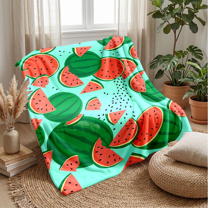 Watermelon Love Capybara Theme Blanket Lightweight Warm Flannel Blanket Decorative Throw Blanket for Home Decoration