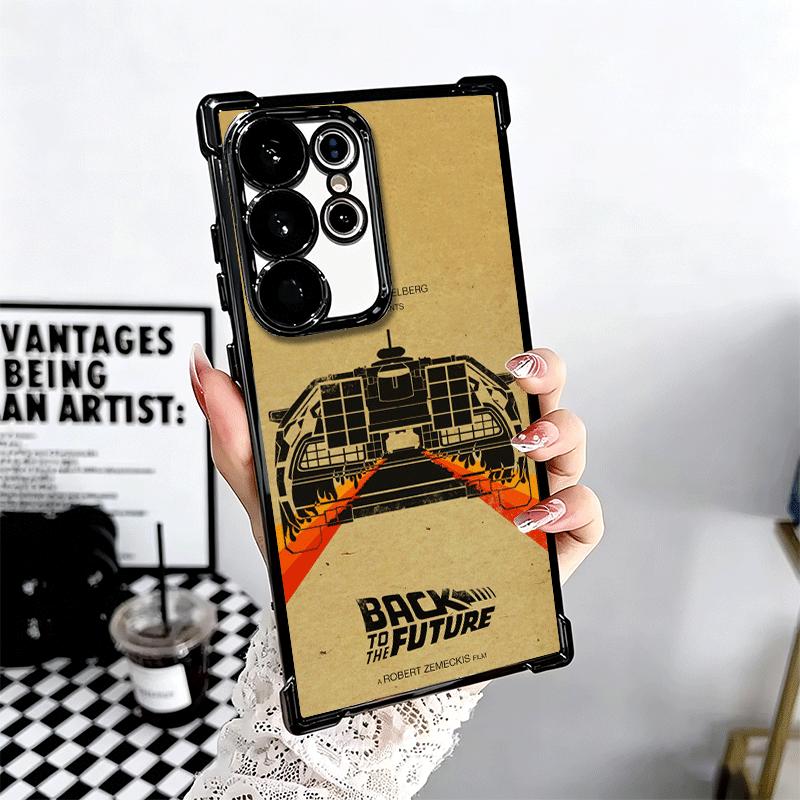Back To The Future Plating Phone Case For Samsung Galaxy S24 S25 FE S26 Edge S23 Ultra S22 S21 Plus S20 Anti-Fall Airabag Cover