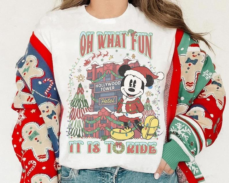 Oh What Fun It Is To Ride Mickey Mouse Christmas TShirt Jollywood Nights 2025 WWD Christmas Trip Tshirt S