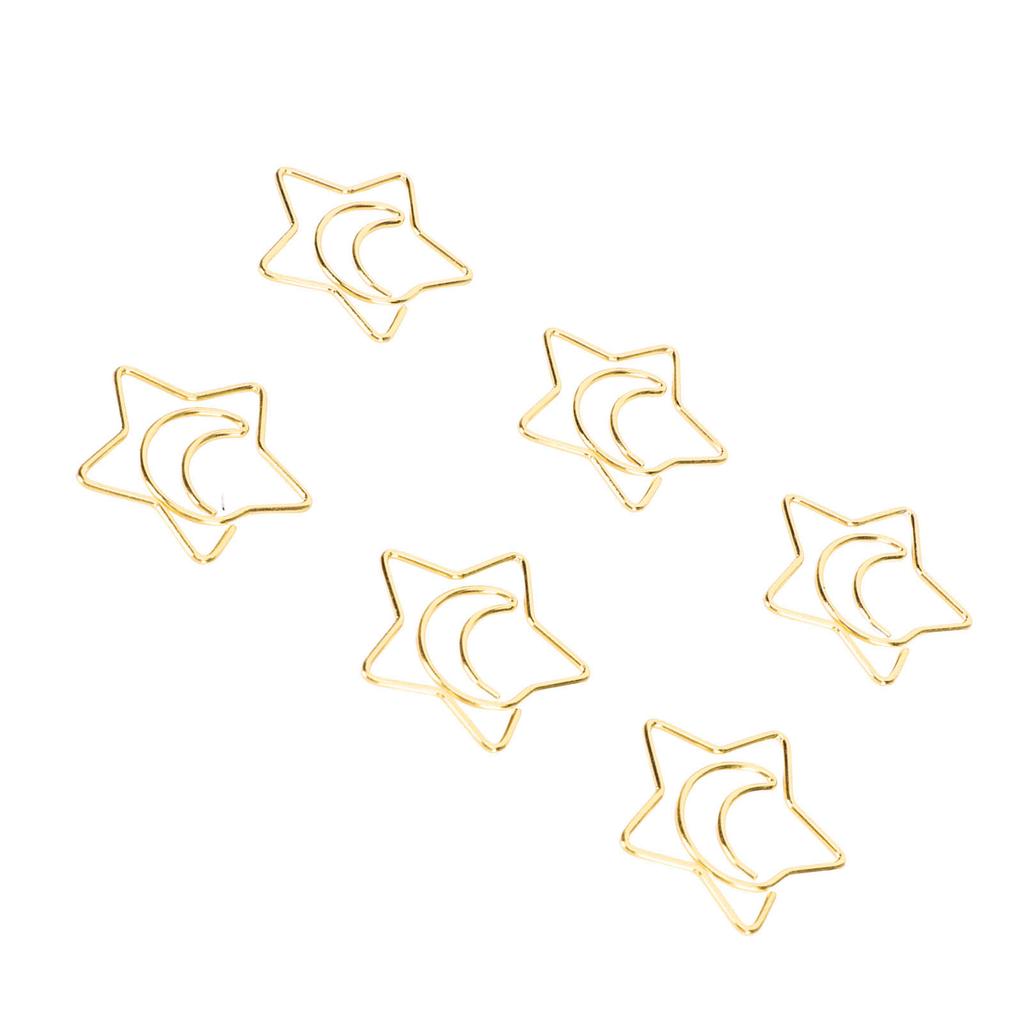100pcs Star Moon Paper Clips Prevent Rust Skid Resistance Cute Paperclips for   Daily Use School