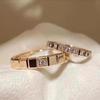Elegant Wide Band Square Diamond Titanium Steel Ring for Women - Trendy Niche Design Couplet Jewelry