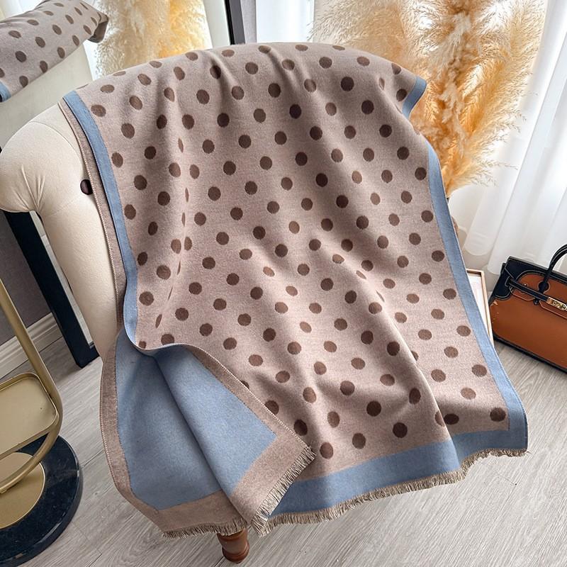 Autumn and Winter Polka Dot Temperament Imitation Cashmere Scarf Women's Double-sided Versatile Shawl Winter Warm Neck Scarf