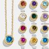 Simple Twelve Birthstone Round Pendant Necklace Women'S Classic 12 Birthstone Zircon Necklace Women
