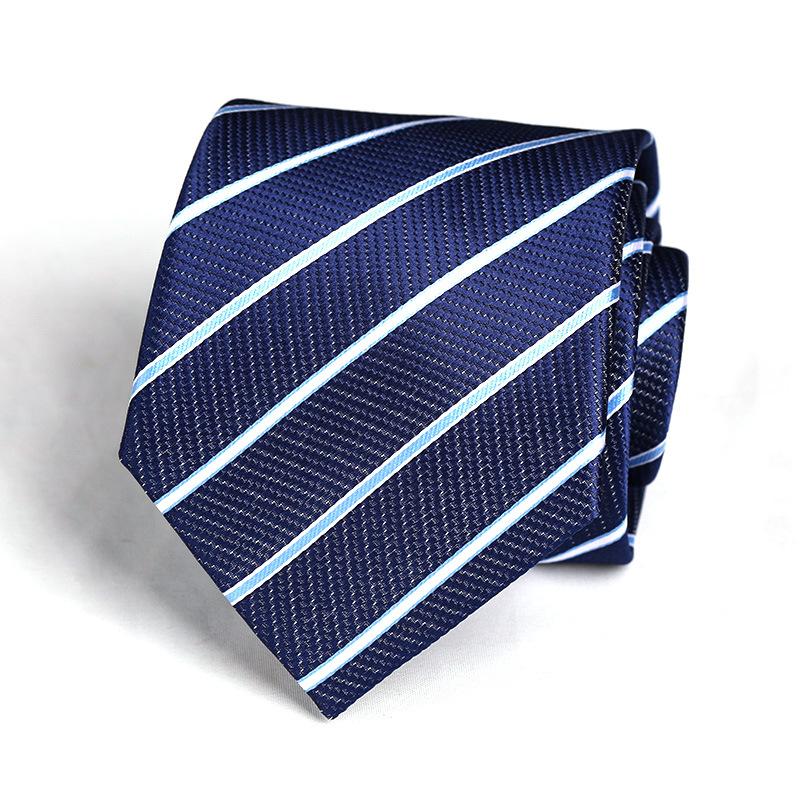 Мужской галстук 8 см Формальный Инструментальный узкий галстук Мужская корейская версия Ручной работы Темно-красный Синий Темно-синий в полоску галстук