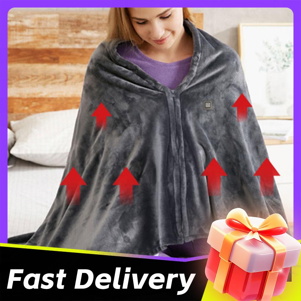 3 Heating Level USB Heated Shawl Electric Heating Blanket Wearable Heated Poncho Throw Heated Throw Blanket for Camping Hiking