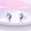 Trend Earrings 925 Silver Luminous Iridescence Zircon Unicorn Brush Earrings Jewelry Women Earrings Designer