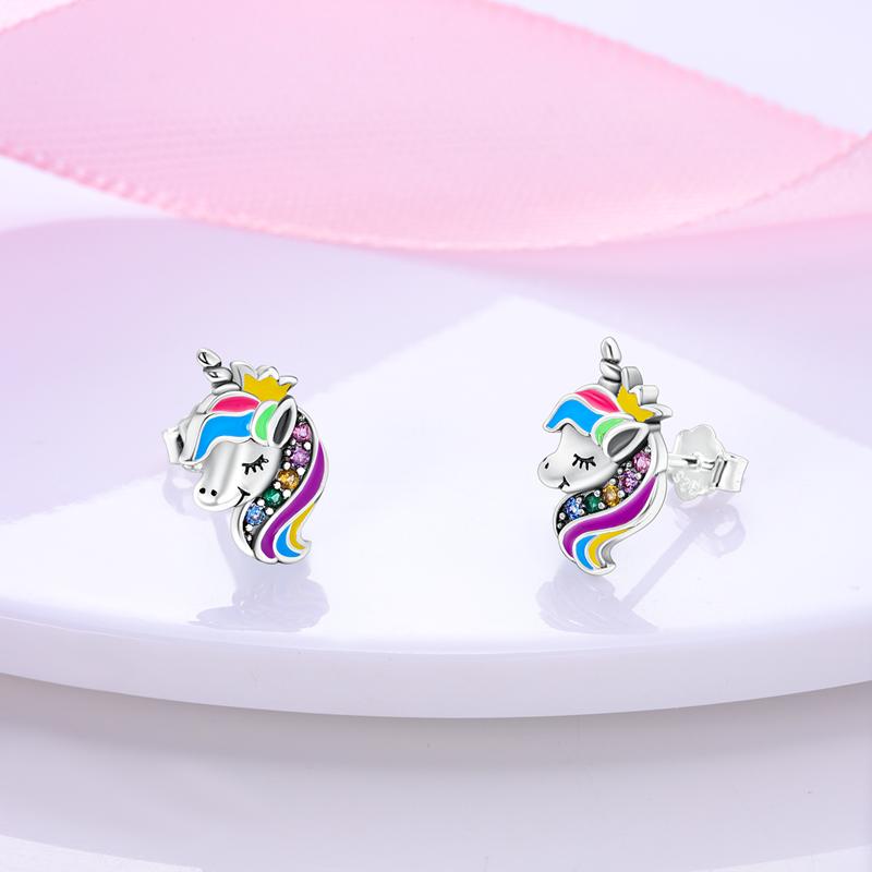 Trend Earrings 925 Silver Luminous Iridescence Zircon Unicorn Brush Earrings Jewelry Women Earrings Designer