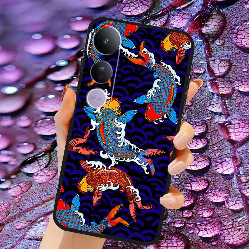 Case For Vivo V50 Lite Soft 3D Flower Relief Emboss Silicone Covers for Vivo V 50 Lite 4G 5G V50Lite Soft Capa Protective Casing