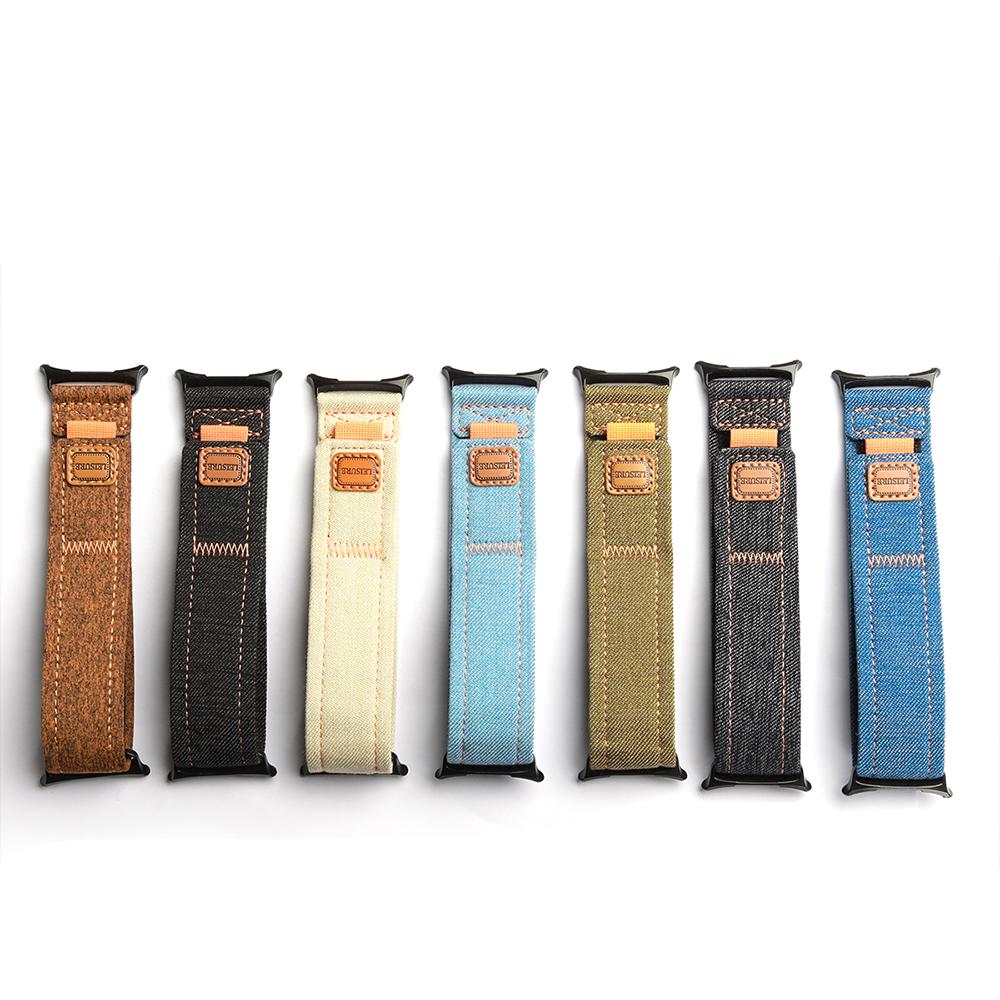 Canvas Nylonreim for Samsung Galaxy Watch 7 Ultra 47mm Unisex Pustende Løkkearmbånd for Galaxy Ultra Ingen Spalter Bøyd Endebånd