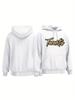 MenS White Hooded Sweatshirt Casual Street Style Classic Retro Sportswear for All Seasons Comfortable Clothing Trendy Streetwear