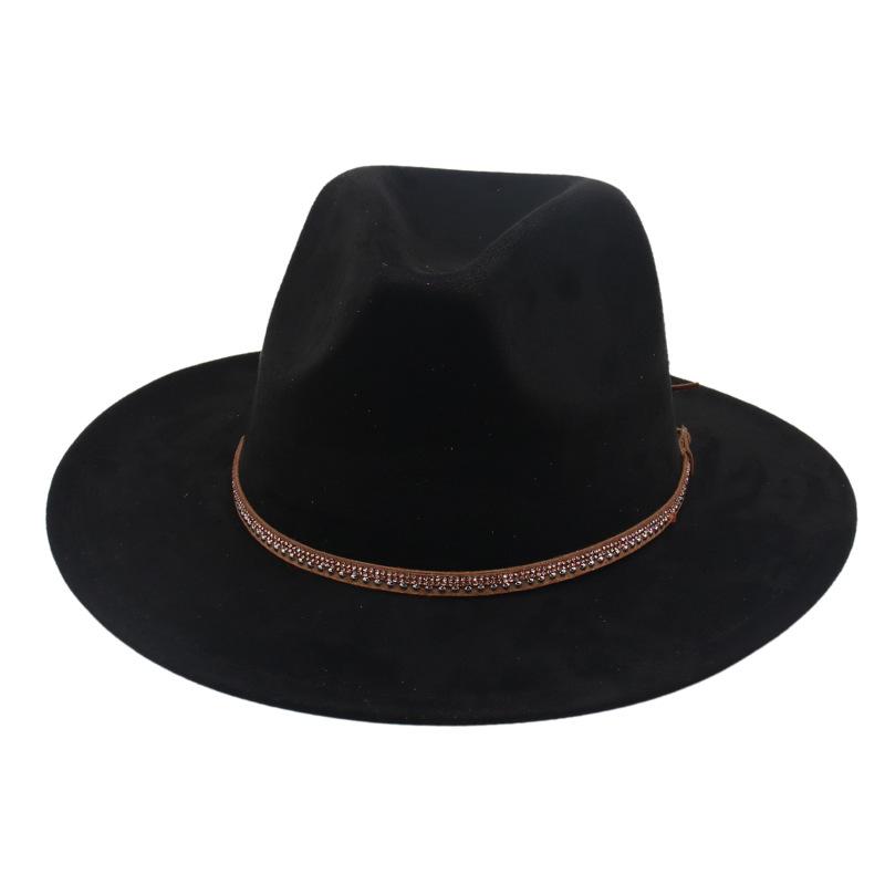 Solid Color And Western Cowboy Hat Felt Hat Woolen Top Hat Amazon Cross-Border Wholesale Retro Ethnic Fashion Hat