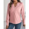 Women's Fall and Winter Elegant Solid Color Layered V-neck Long-sleeved Shirt