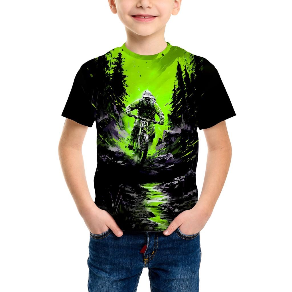 Fashion Motorcycle Rider Kids T-Shirt 3D Printed T-Shirt for Boy Short Sleeve Tee Top Child Summer Trendy Street Girl Clothing Top