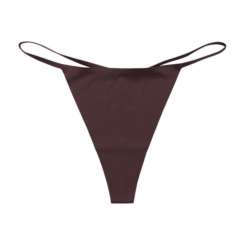 

Simple and seamless foreign trade sexy thong with a rope low waist bikini invisible women s sports t-panties S темно-коричневого