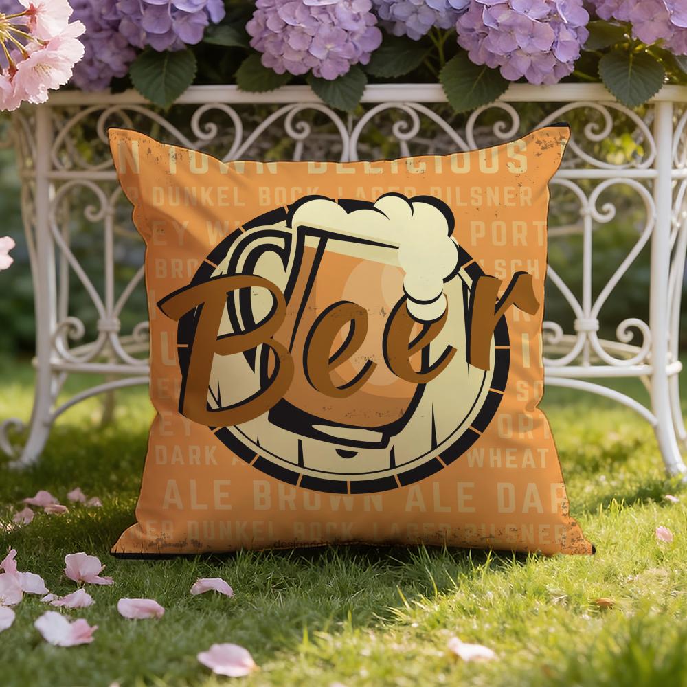 Beer Wine Retro Style Cushion Cover Home & Car Dual-Scene Pillow Cover: Reversible for Premium Comfort