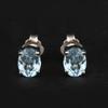 925 Silver Blue Topaz Oval Earrings Women Elegant Gemstone Jewelry Gift